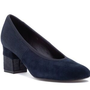 Van Eli Navy Suede Block Heels